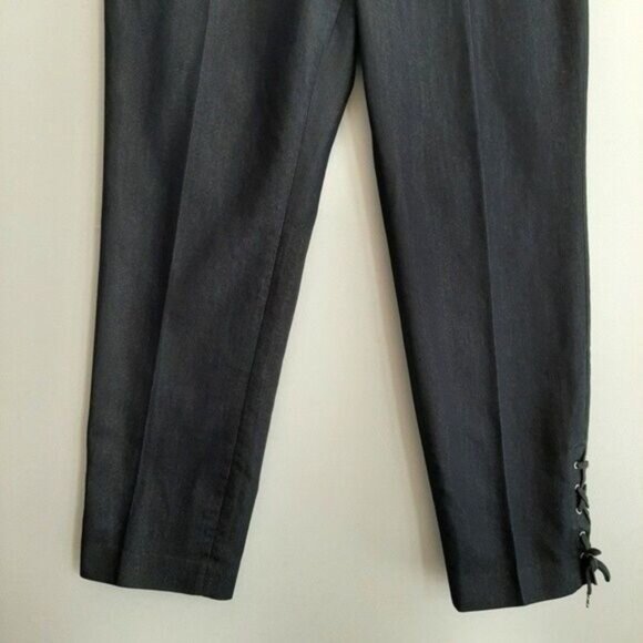 TALBOTS Crop Lace-Up Bottom Cropped Pants Navy Sz 6 - Picture 4 of 11